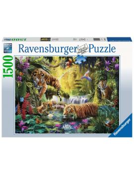 Puzzle 1500 p - Tigres au plan d'eau