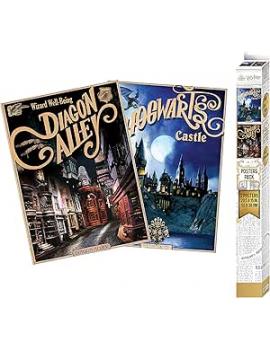 HARRY POTTER - Set 2 Chibi Posters - Retro Poudlard&Diagon (52x38)