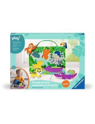 Play+ Puzzle en bois sensoriel et aimant