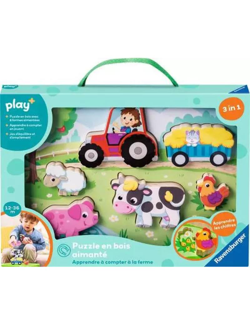 Play+ Puzzle en bois aimanté: Apprendre