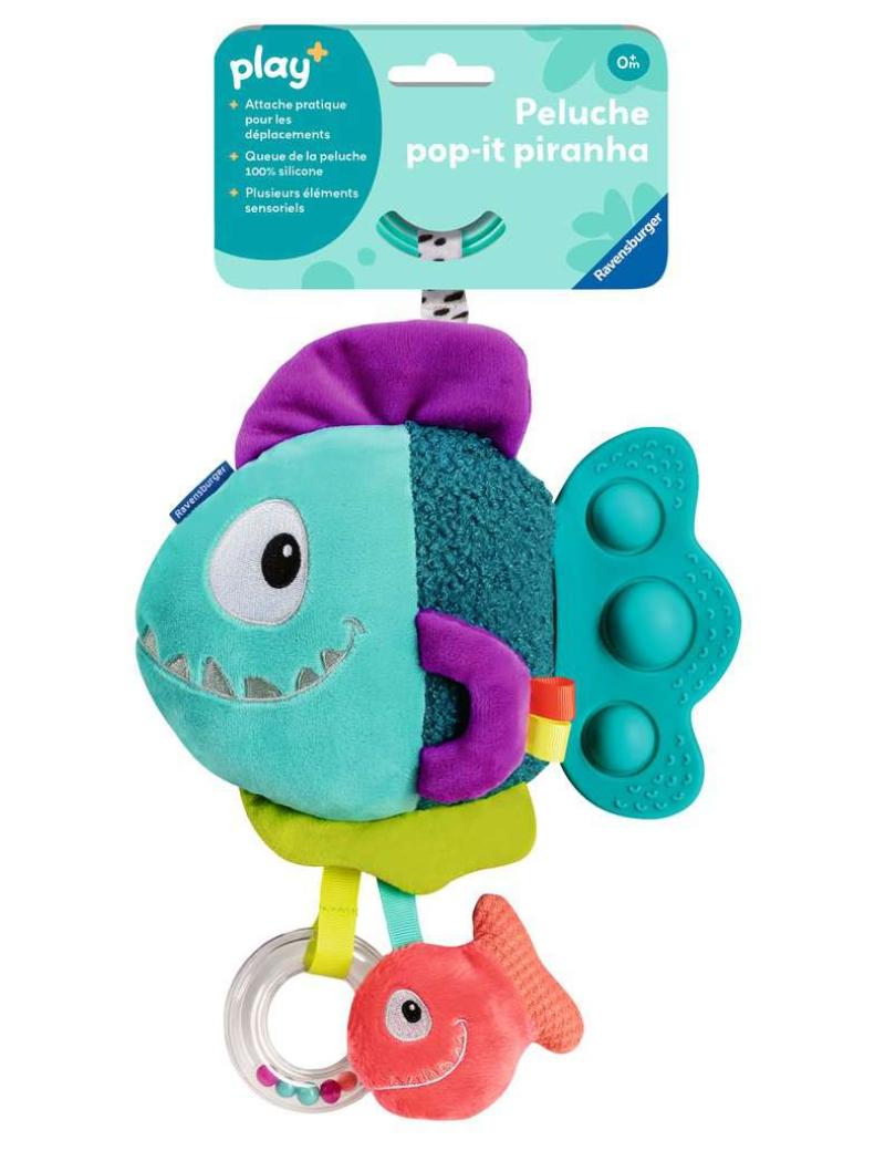 Play+ Peluche pop-it piranha bleu