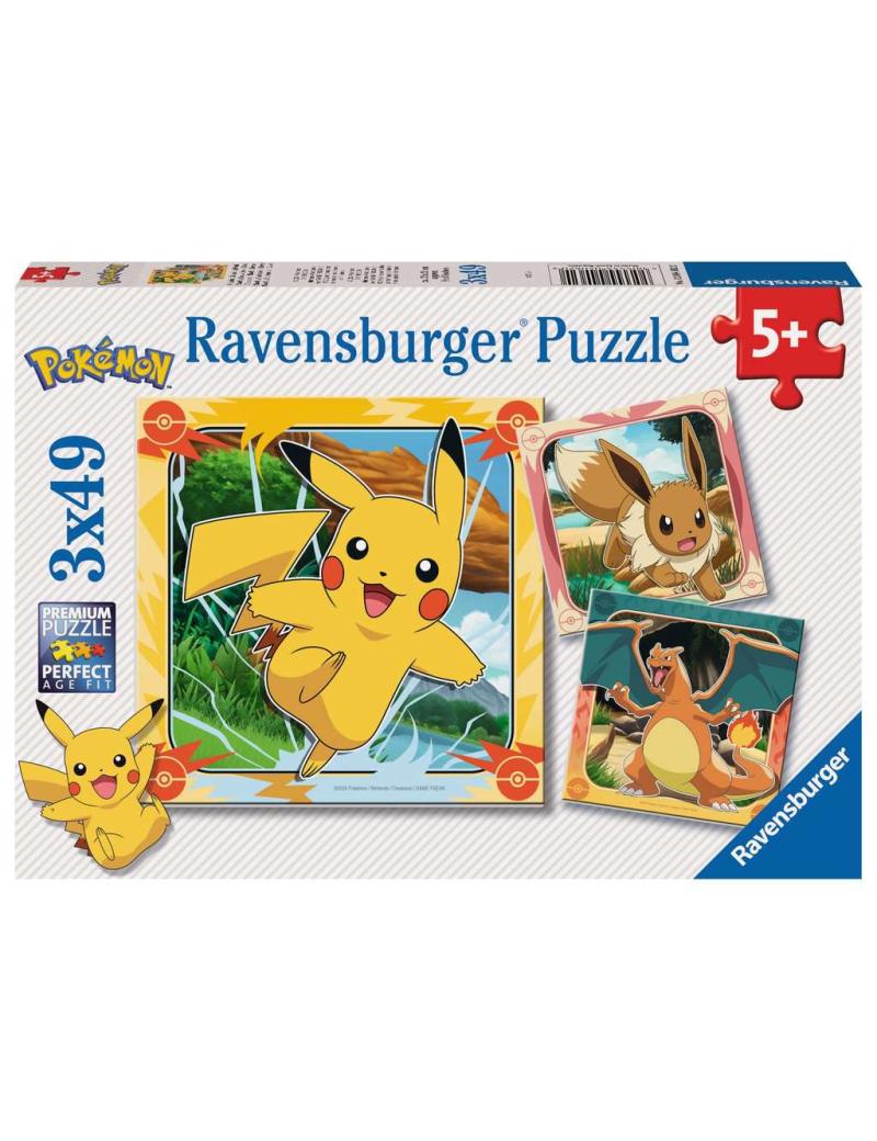 Pikachu, Dracaufeu et Evoli