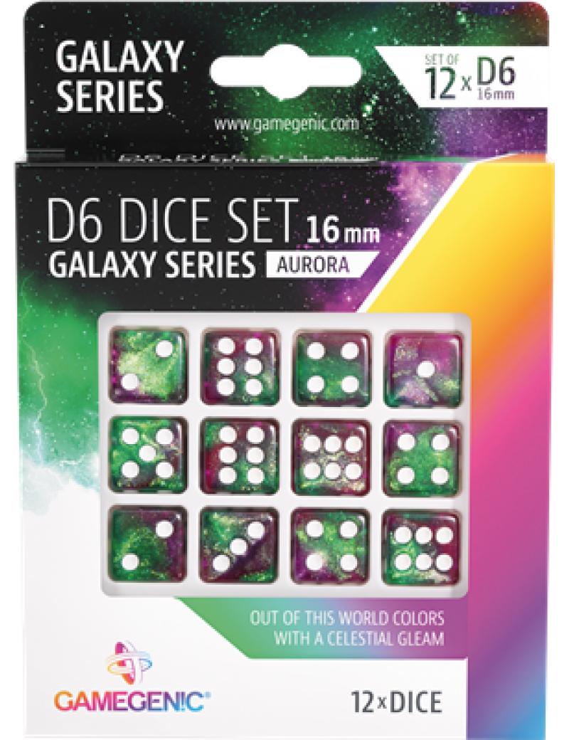 GALAXY SERIES -AURORA- SET DE 12 DÉS DE 6 - 16MM