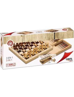 Coffret 3 En 1 : Échecs, Dames Et Backgammon Pliable