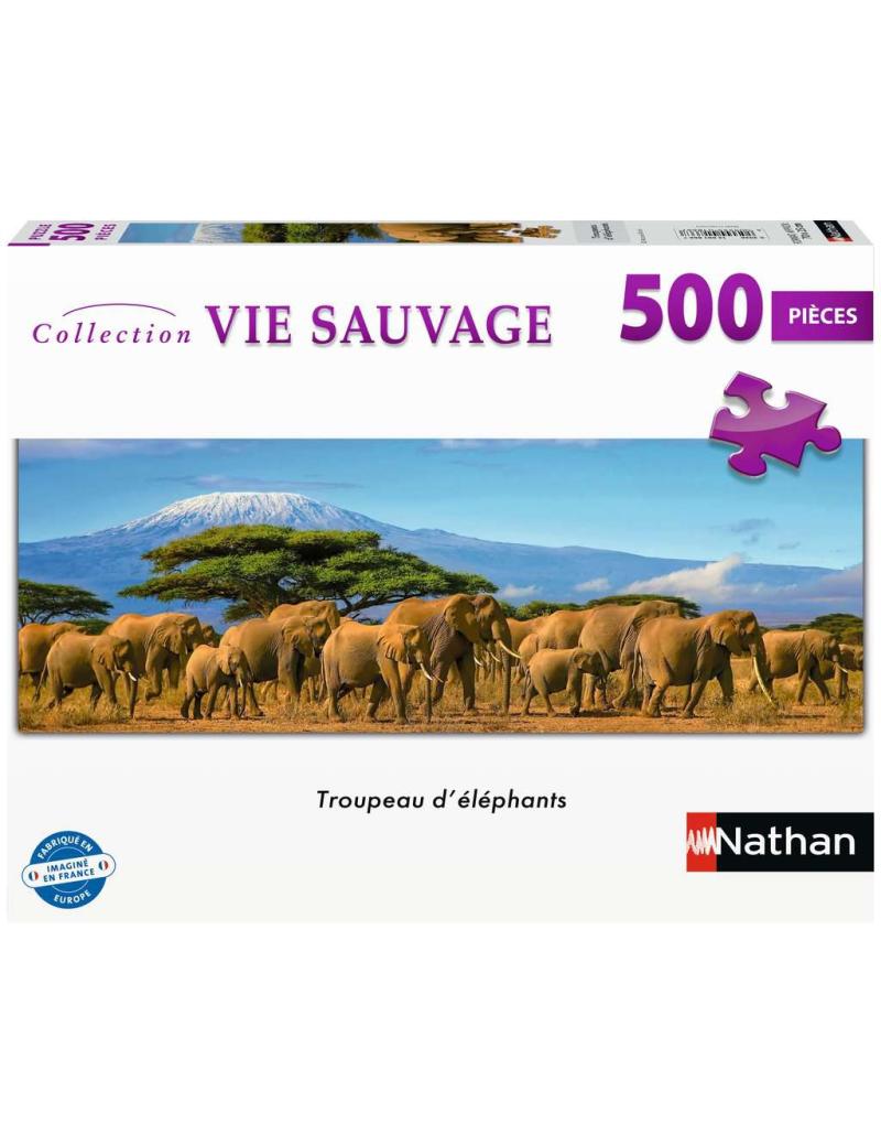 Troupeau d’éléphants (panoramique)